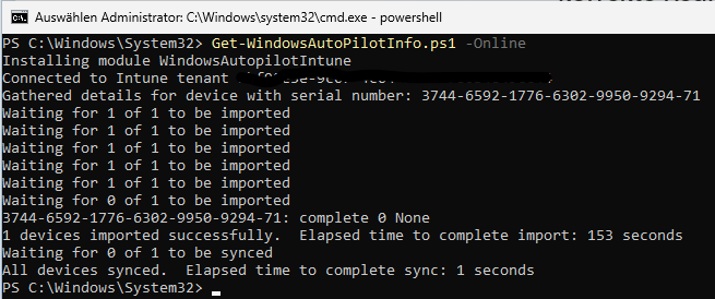 Registrirung des Geräts