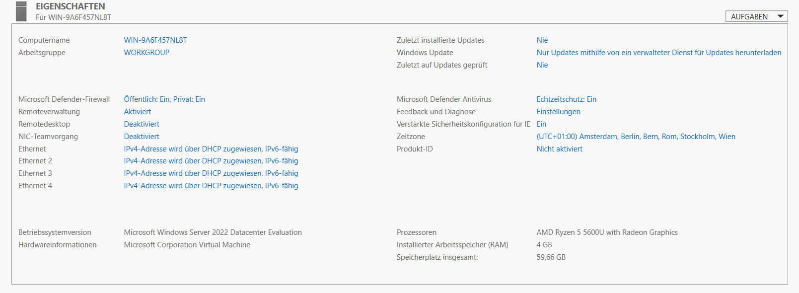 Server Manager vorher